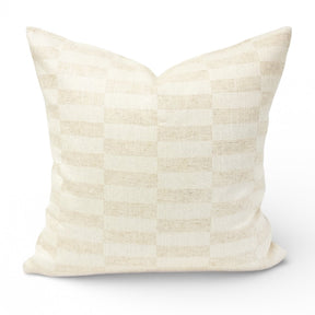 Saro Check Pillow Cover, Flax - HomeStyle Fabrics