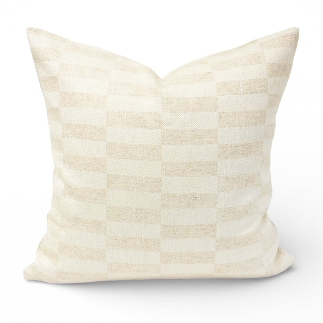 Saro Check Pillow Cover, Flax - HomeStyle Fabrics