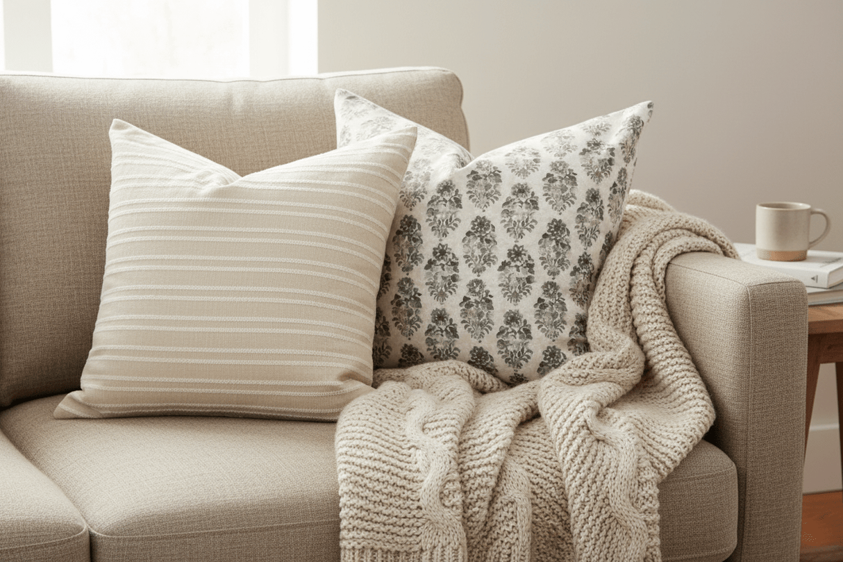 Sienna Pillow Cover, Flax - HomeStyle Fabrics