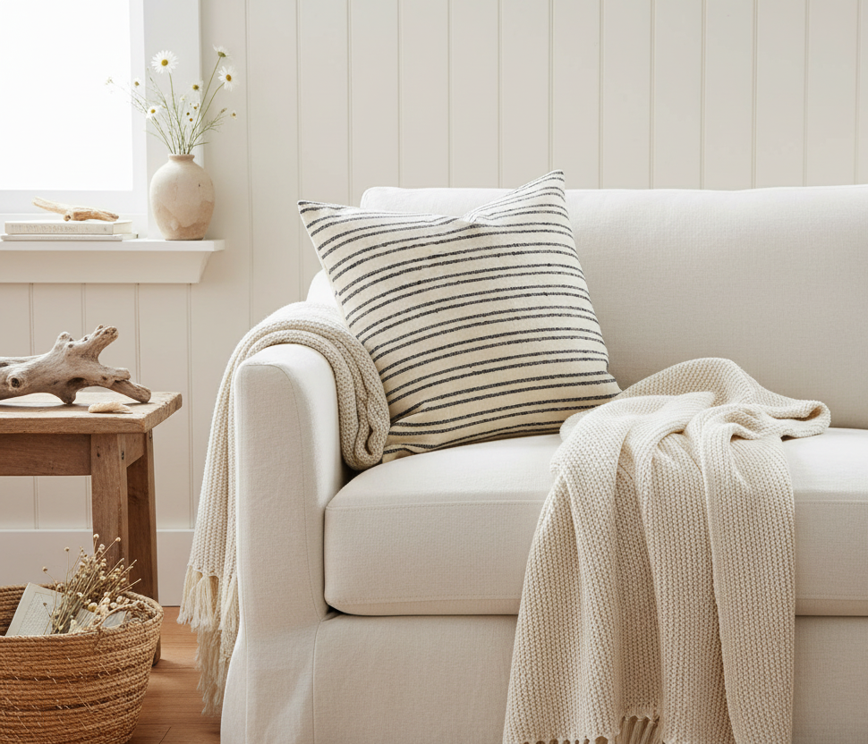 Sienna Stripe Newsprint Coastal Cottage Lifestyle