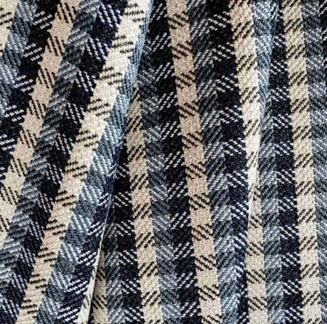 66" Remnant Chloe Plaid Fabric, Navy - HomeStyle Fabrics