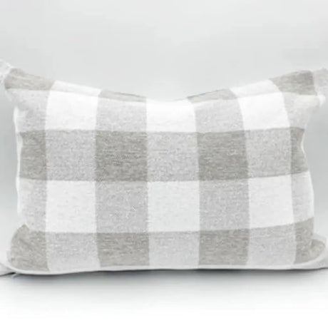 ruskin check lumbar pillow 14x20, taupe