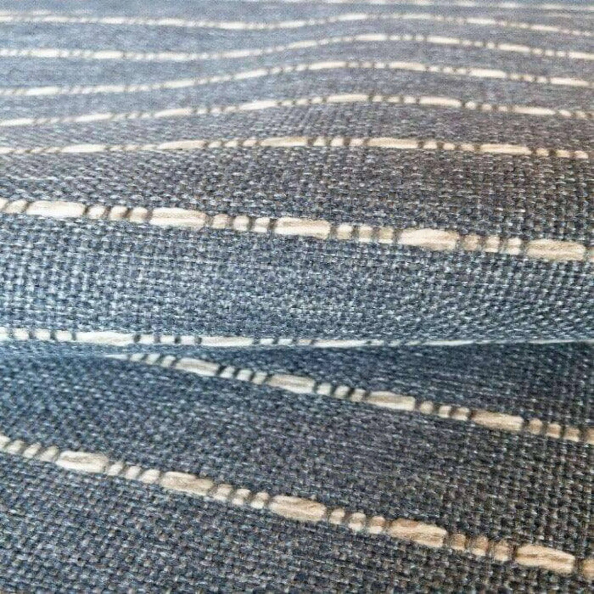 Adalia Striped Upholstery Fabric, Denim - HomeStyle Fabrics
