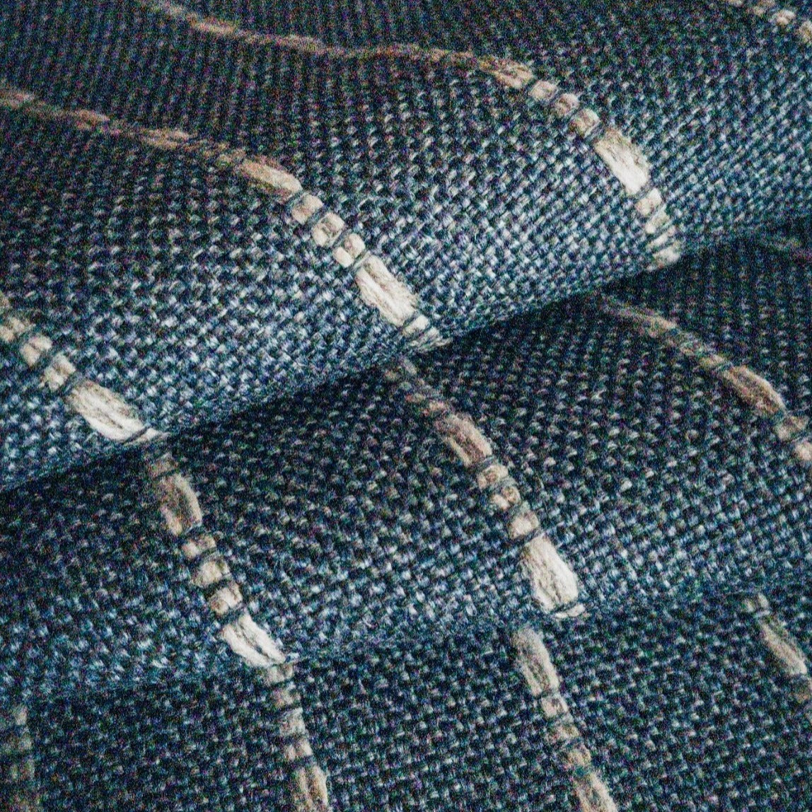 Adalia Textured Stripe Fabric, Denim - HomeStyle Fabrics