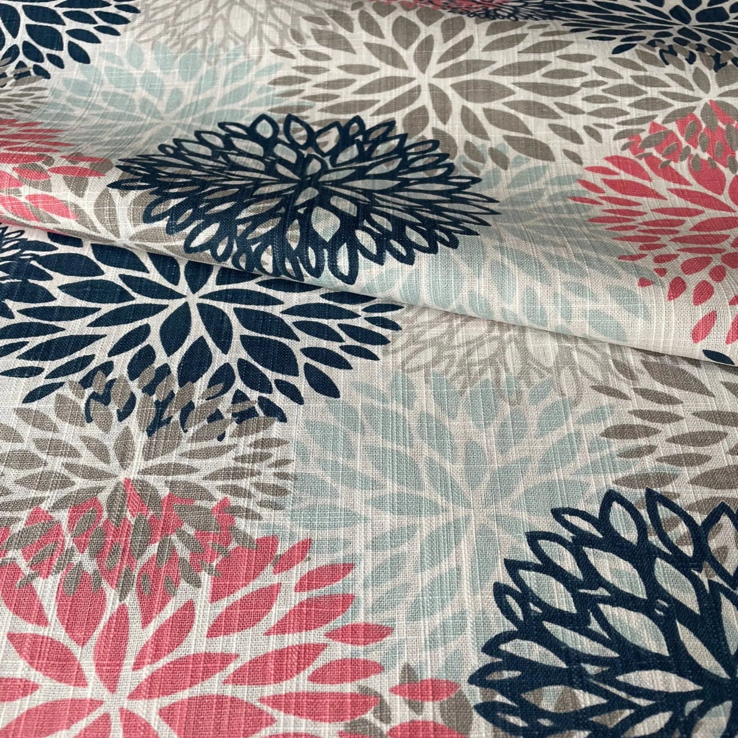 Bailey Floral Print Fabric, Coral - HomeStyle Fabrics