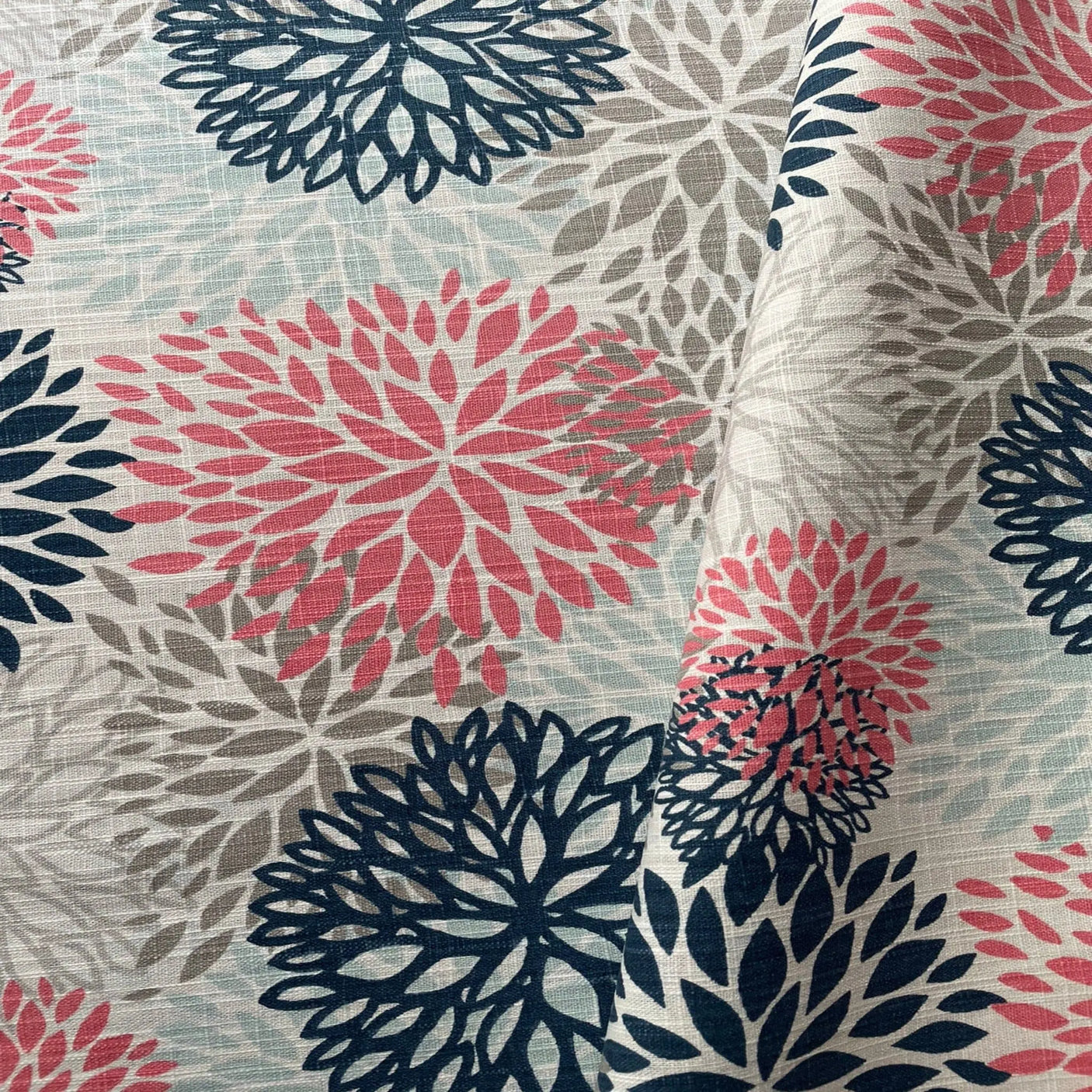 Bailey Floral Print Fabric, Coral - HomeStyle Fabrics