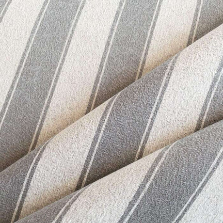 Beckett Awning Stripe Fabric, Smoke Gray - HomeStyle Fabrics