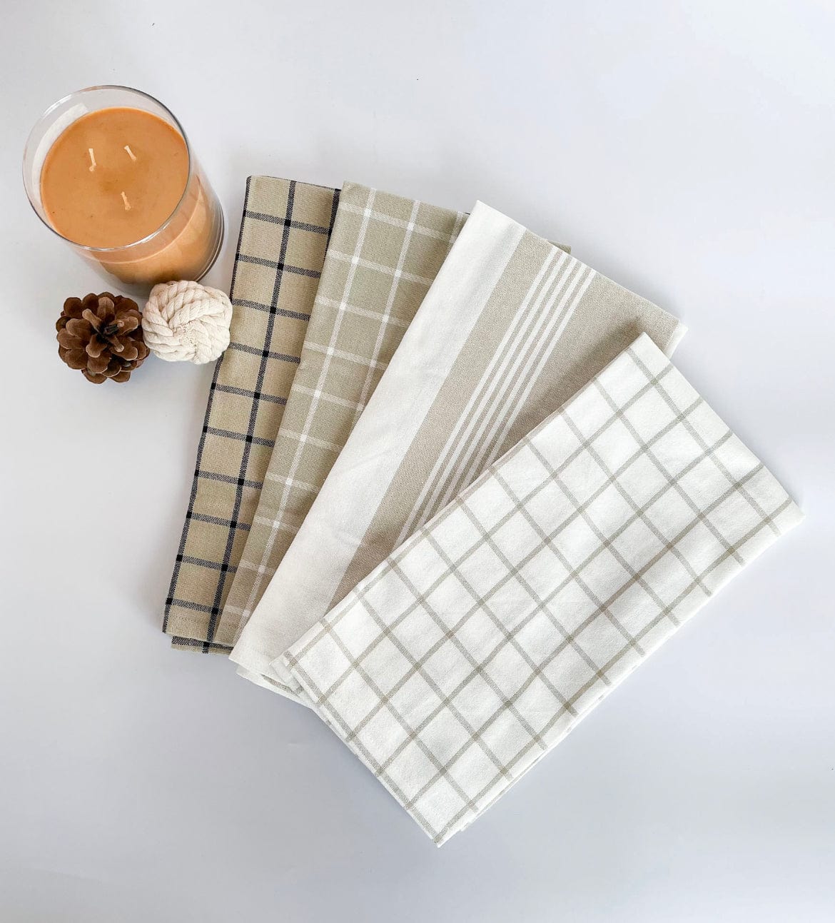 Beige Check Farmhouse Kitchen Towels - HomeStyle Fabrics