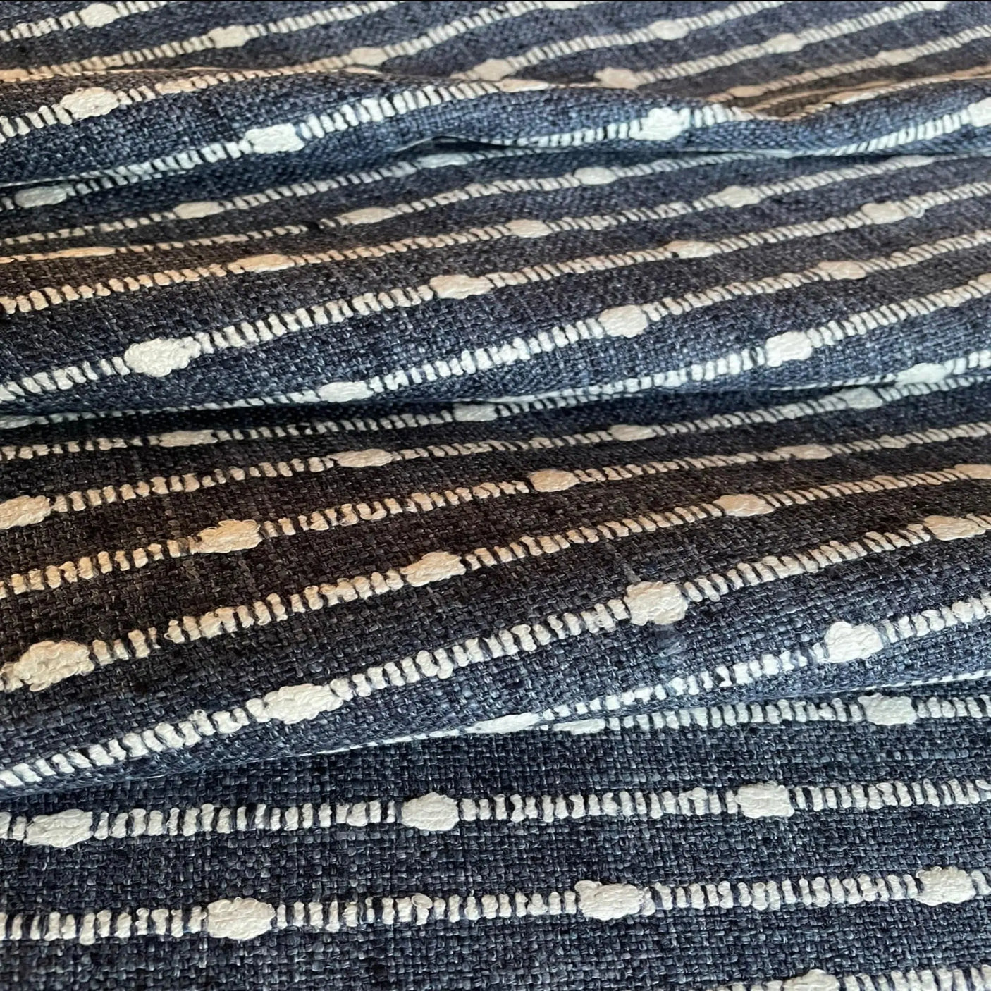 Dalia Textured Stripe Fabric, Indigo - HomeStyle Fabrics