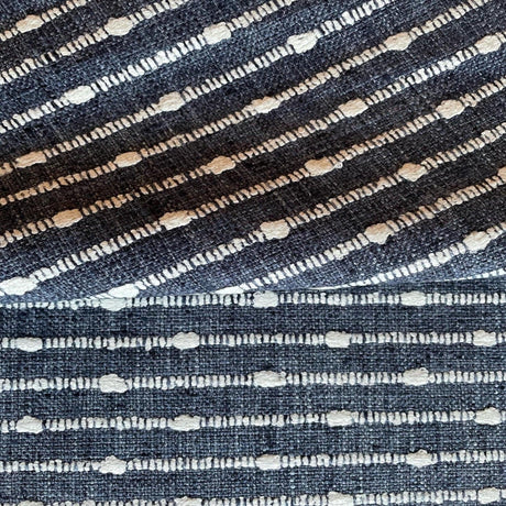 Dalia Textured Stripe Fabric, Indigo - HomeStyle Fabrics