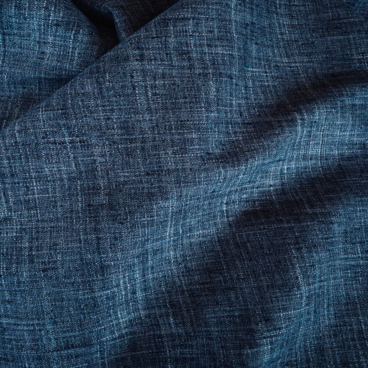 Finley Linen Look Drapery Fabric, Denim - HomeStyle Fabrics