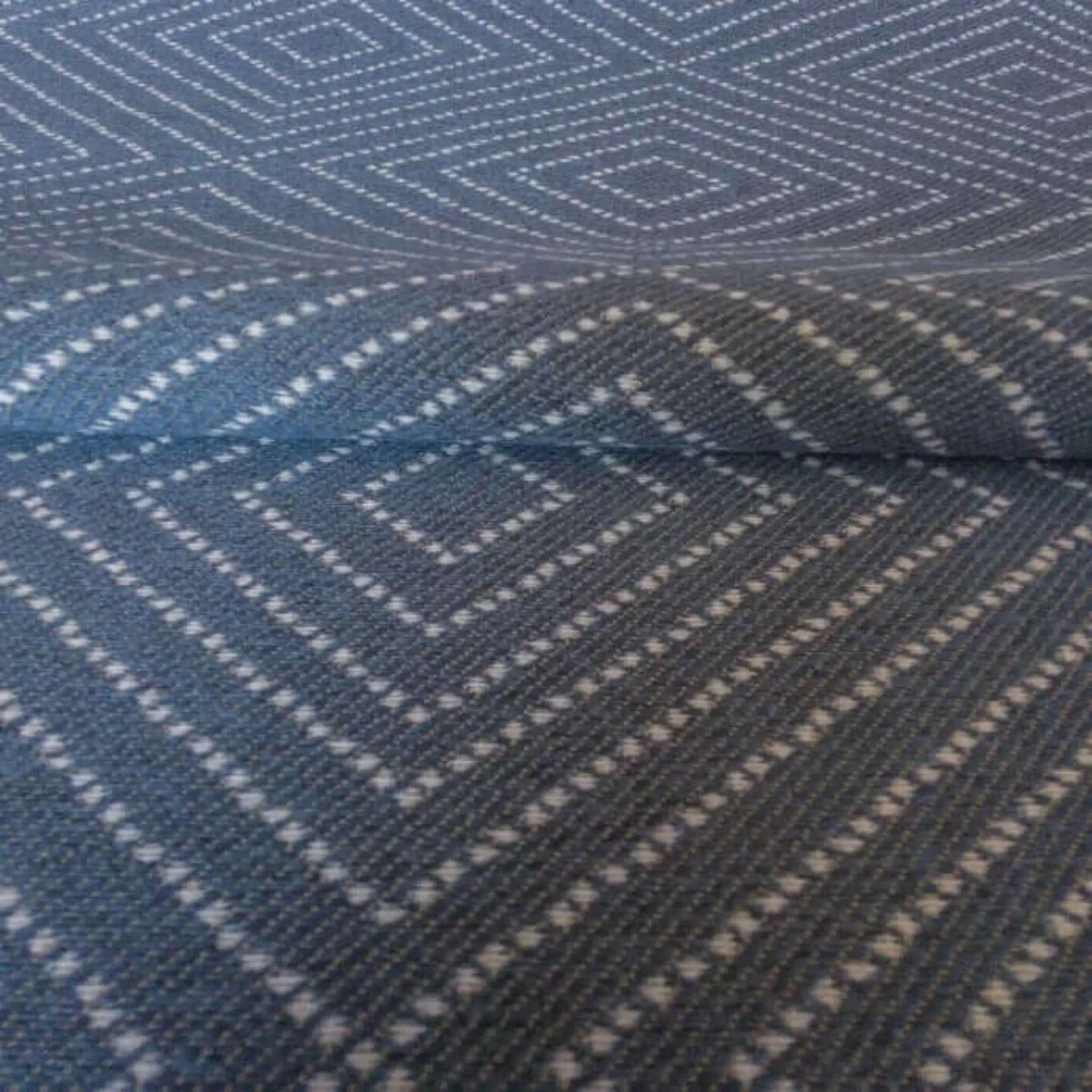 Frida Geometric Diamond Fabric, Denim - HomeStyle Fabrics