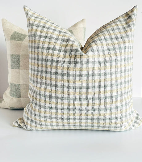 Hailee Plaid Farmhouse Pillow, Spa Green - HomeStyle Fabrics