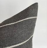 Padilla Striped Outdoor Pillow, Charcoal Grey