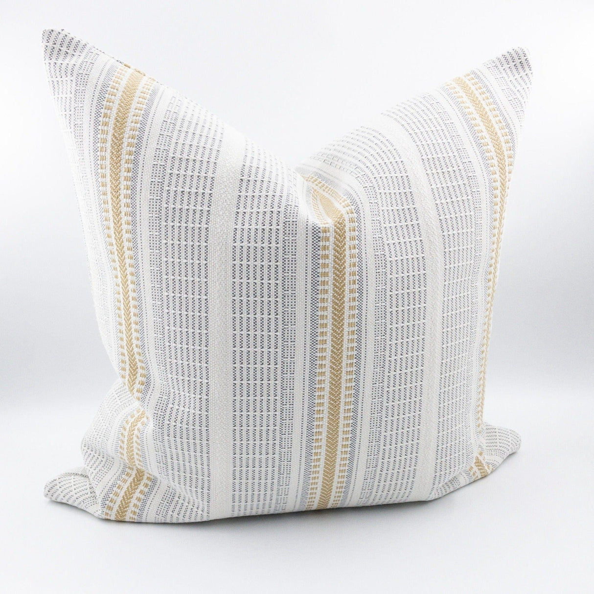 Logan Striped Outdoor Pillow, Buttercup - HomeStyle Fabrics