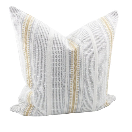 Logan Striped Outdoor Pillow, Buttercup - HomeStyle Fabrics