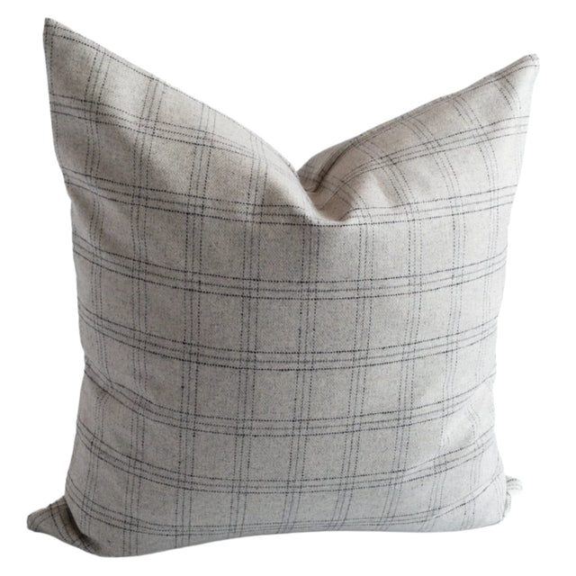 Milan Windowpane Plaid Pillow Cover, Grey - HomeStyle Fabrics