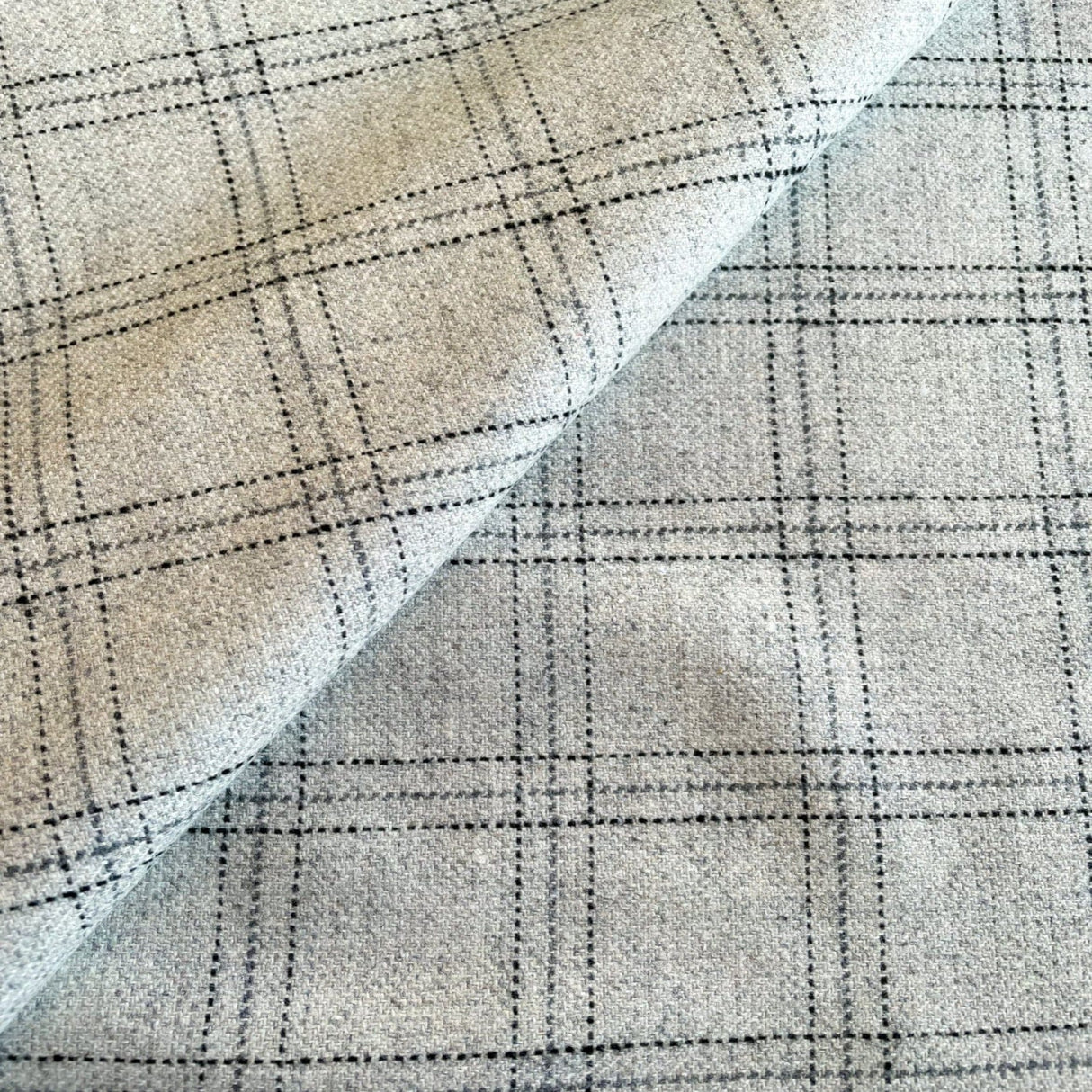 Milan Wool Plaid Fabric, Grey - HomeStyle Fabrics