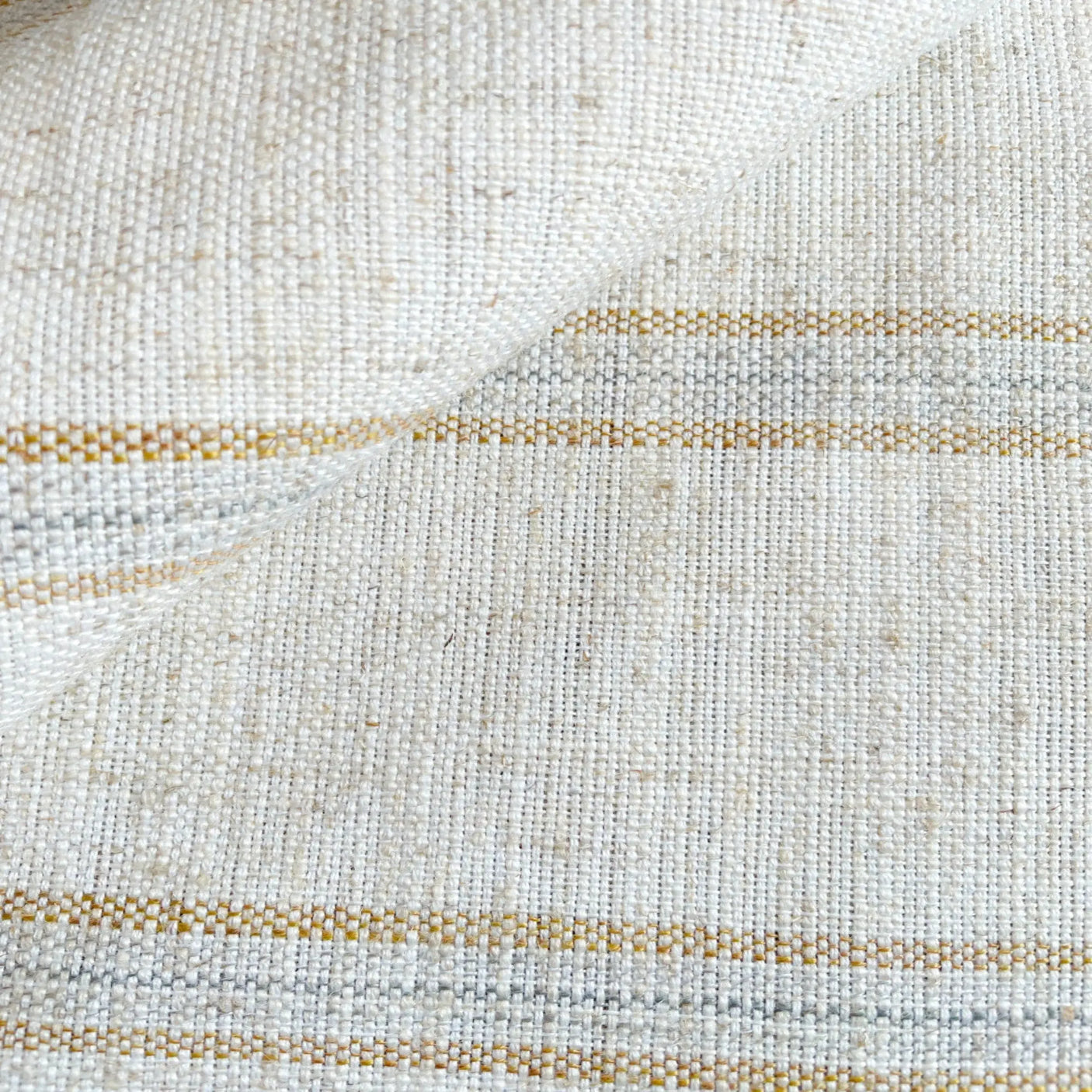 Mina Linen Stripe Fabric, Sandstone - HomeStyle Fabrics