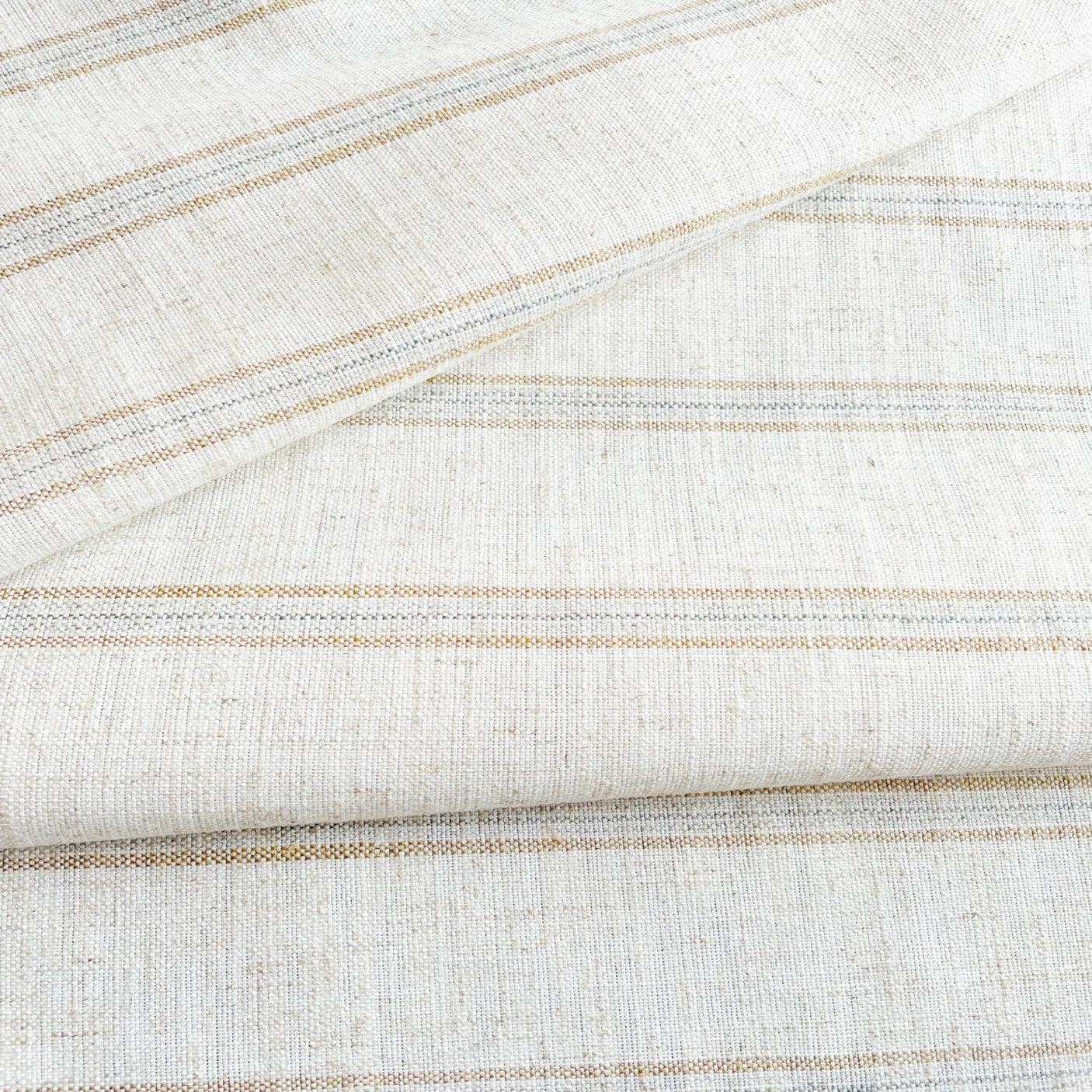 Mina Linen Stripe Fabric, Sandstone - HomeStyle Fabrics