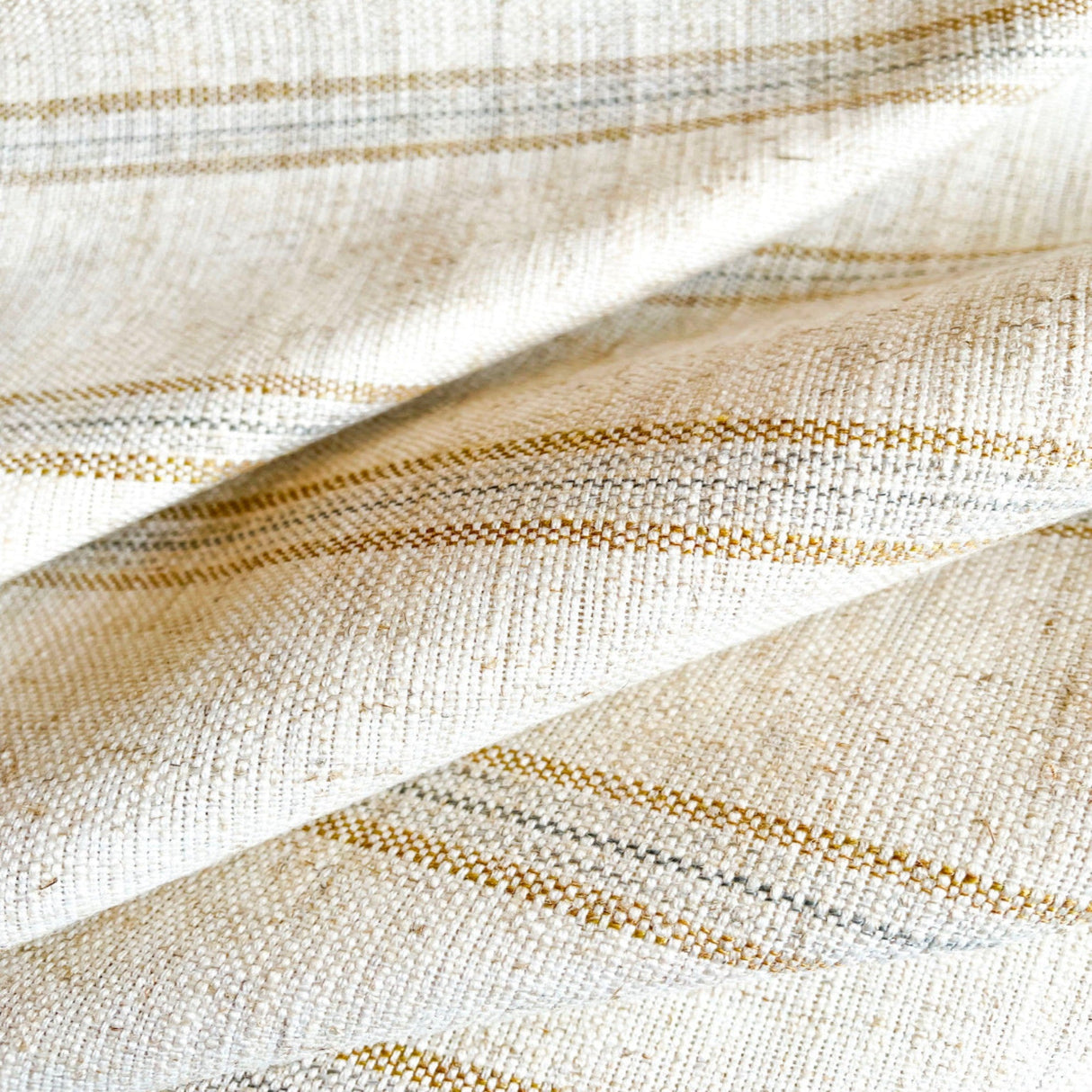 Mina Linen Stripe Fabric, Sandstone - HomeStyle Fabrics