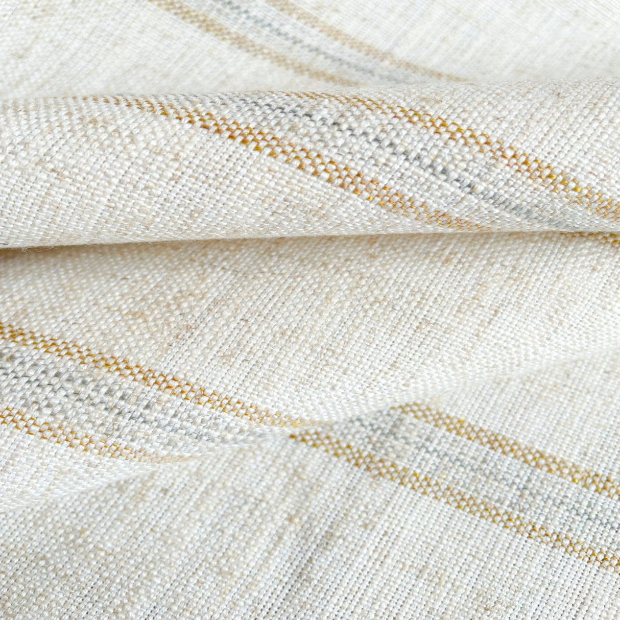 Mina Linen Stripe Fabric, Sandstone - HomeStyle Fabrics