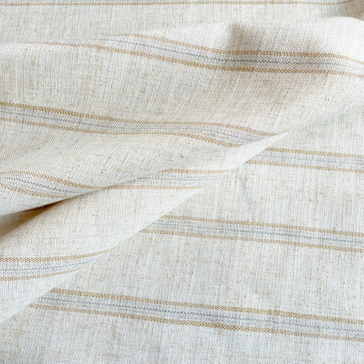 Mina Linen Stripe Fabric, Sandstone - HomeStyle Fabrics