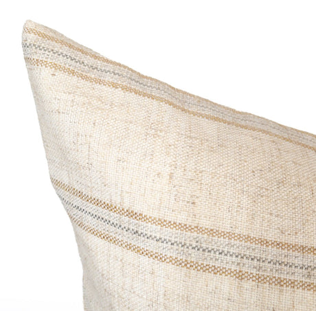 Mina Striped Linen Pillow, Sandstone - HomeStyle Fabrics