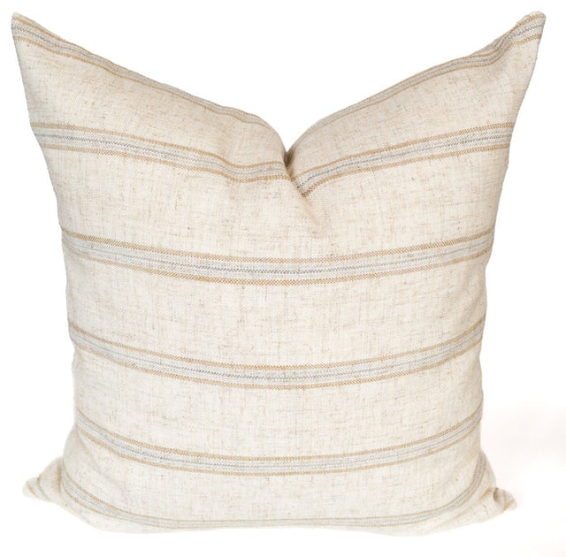 Mina Striped Linen Pillow, Sandstone - HomeStyle Fabrics