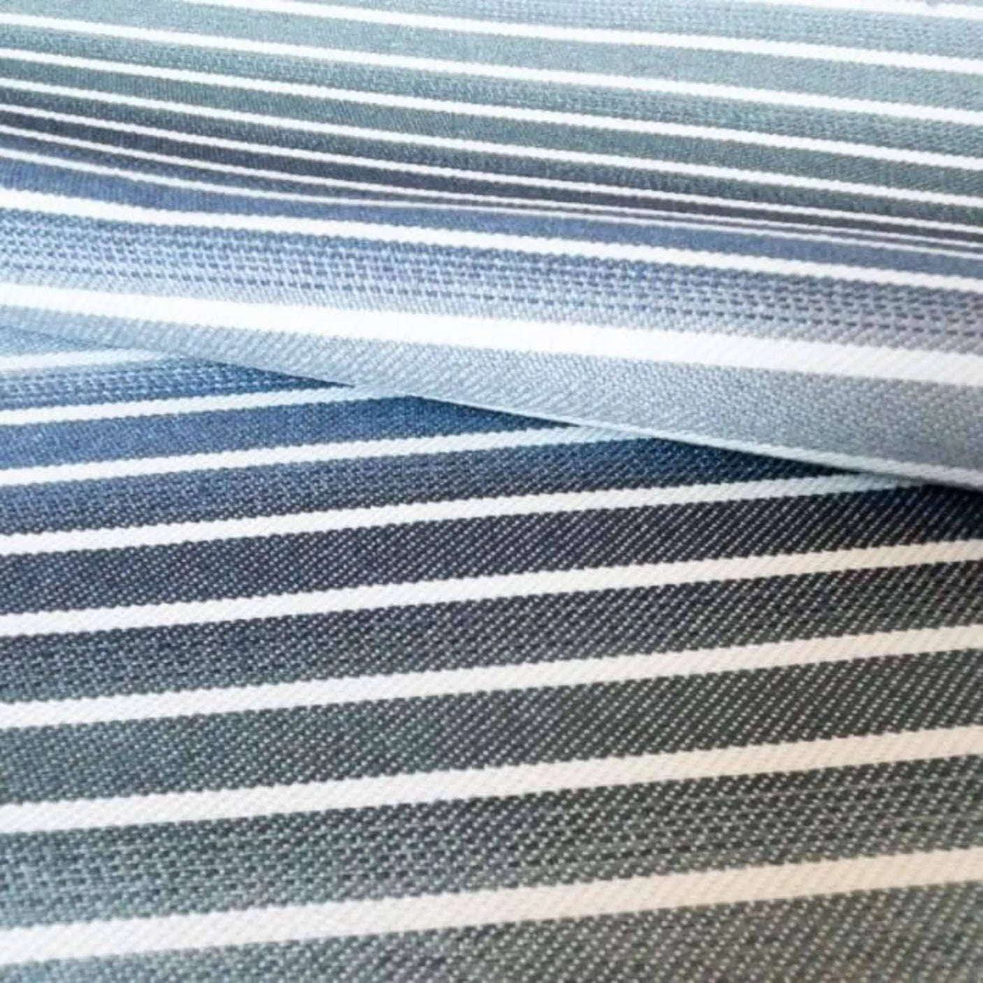 Orion Ombre Stripe Fabric, Denim - HomeStyle Fabrics
