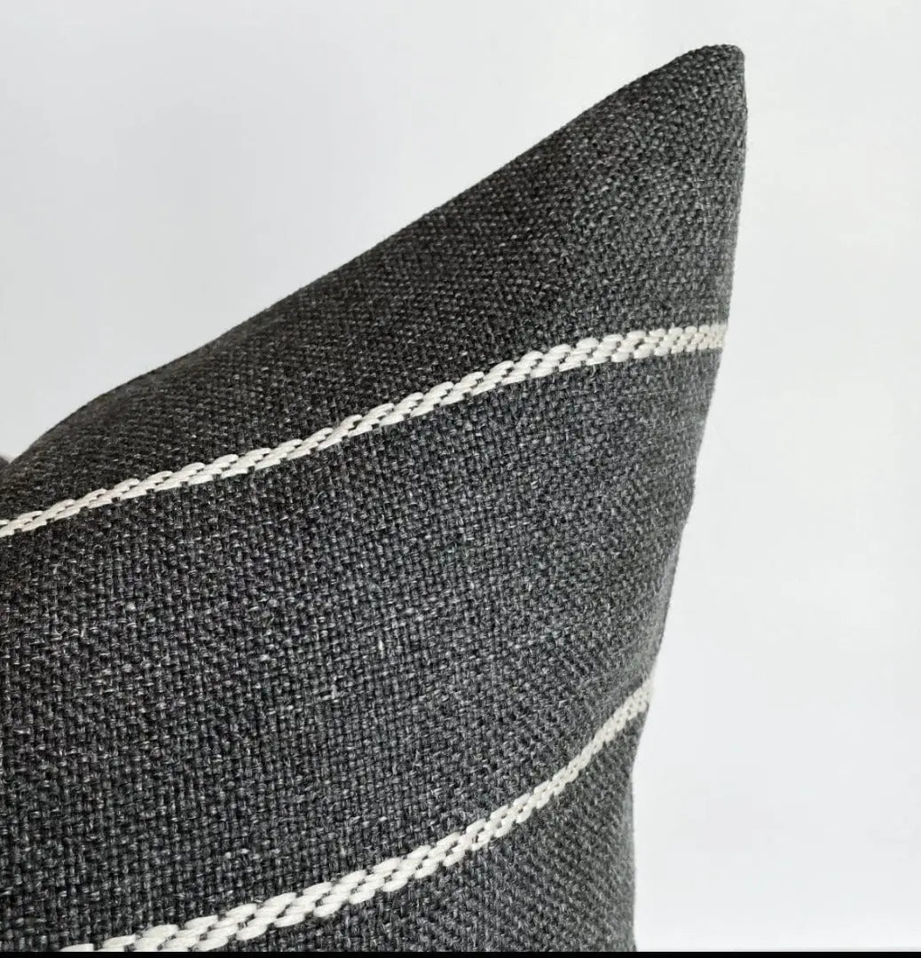 Padilla Striped Outdoor Pillow, Charcoal Grey *MISFIT* - HomeStyle Fabrics