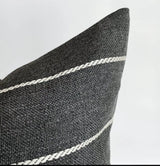 Padilla Striped Outdoor Pillow, Charcoal Grey *MISFIT* - HomeStyle Fabrics