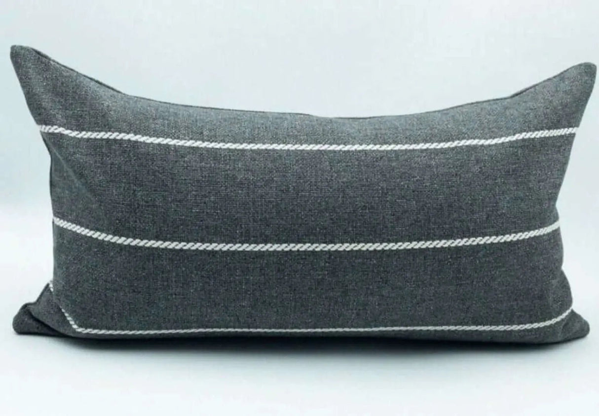 Padilla Striped Outdoor Pillow, Charcoal Grey *MISFIT* - HomeStyle Fabrics