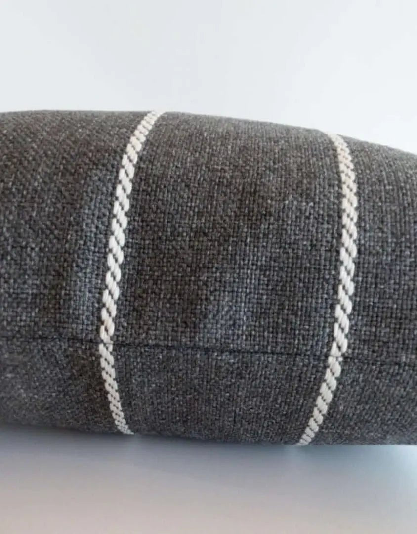 Padilla Striped Outdoor Pillow, Charcoal Grey *MISFIT* - HomeStyle Fabrics