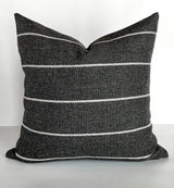 Padilla Striped Outdoor Pillow, Charcoal Grey *MISFIT* - HomeStyle Fabrics