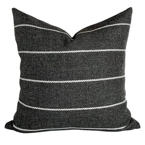 Padilla Striped Outdoor Pillow, Charcoal Grey *MISFIT* - HomeStyle Fabrics