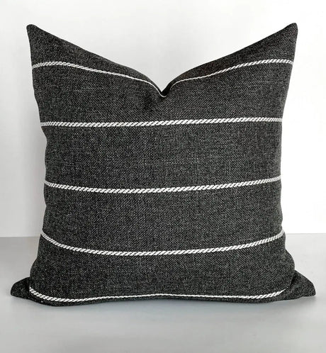 Padilla Striped Outdoor Pillow, Charcoal Grey *MISFIT* - HomeStyle Fabrics