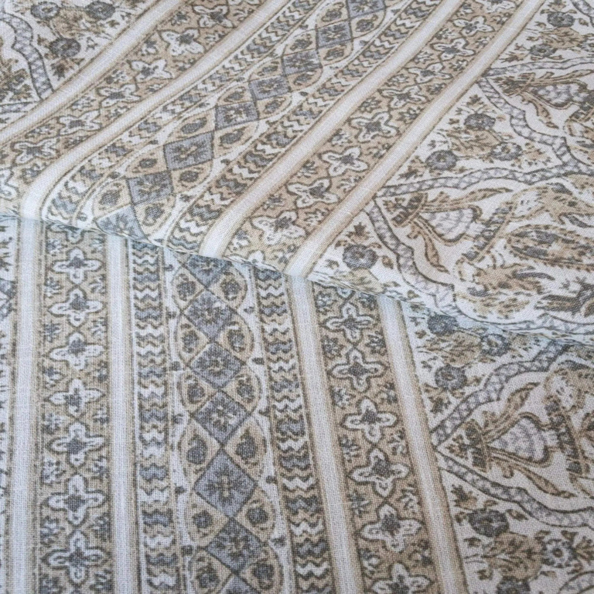 Pascal Block Print Fabric, Grey - HomeStyle Fabrics