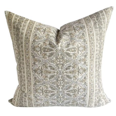 Pascal Floral Block Print Pillow, Grey - HomeStyle Fabrics