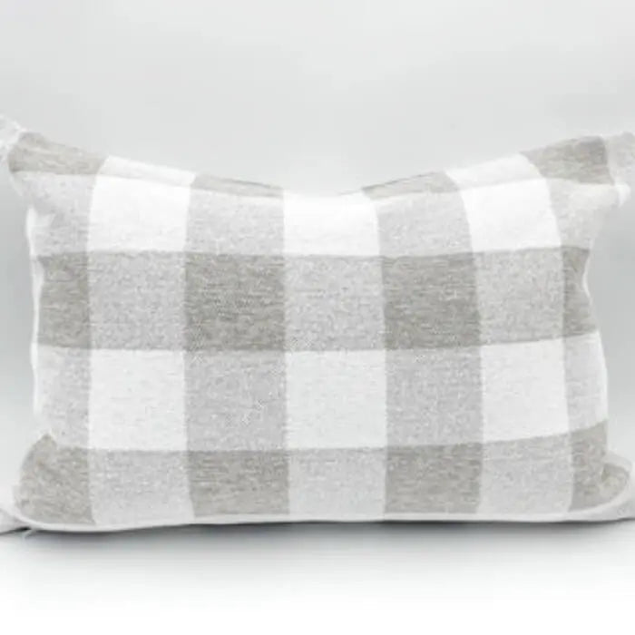 Ruskin Check Lumbar Pillow 12X18, Taupe *MISFIT* - HomeStyle Fabrics