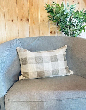 Ruskin Check Lumbar Pillow 12X18, Taupe *MISFIT* - HomeStyle Fabrics