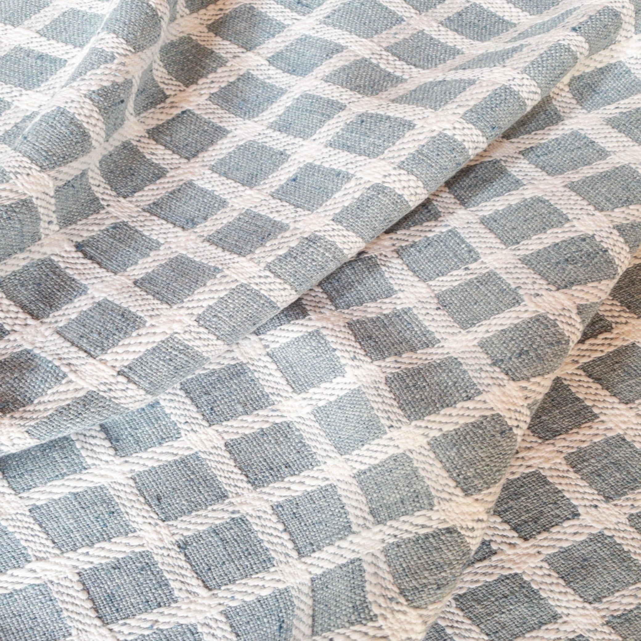 Sutton Textured Check Fabric, Chambray