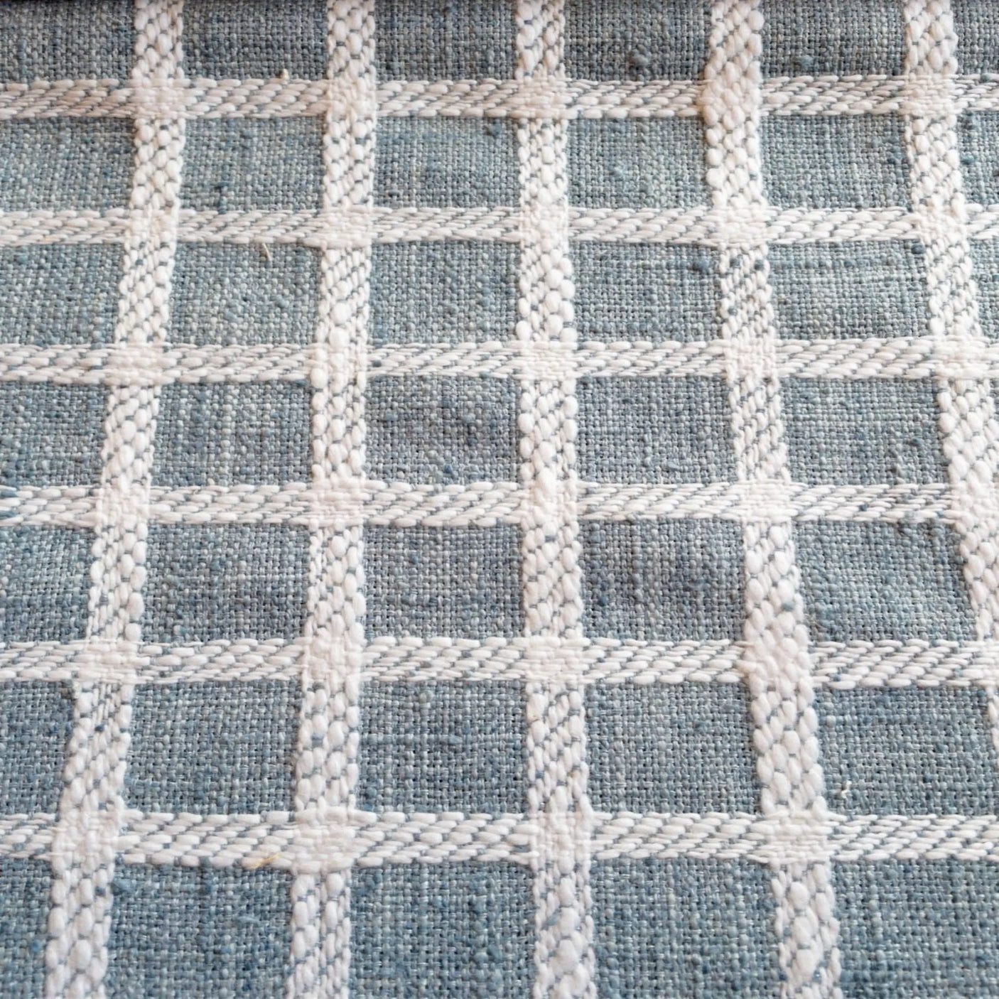 Sutton Textured Check Fabric, Chambray - HomeStyle Fabrics